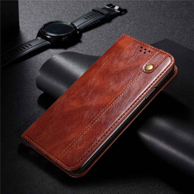 เคส OPPO A74 5G #เคสแบบฝาพับหนัง PU ผิวหนังม้า Waxy Crazy Horse Texture TPU + PU Leather Case Cover