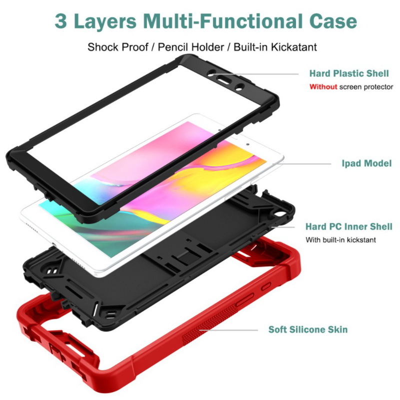 เคส Samsung Galaxy Tab A 8.0 2019 SM-T290 T295 T297 #เคสฝาหลังไฮบริดกันกระแทก Shock Proof Tablet Hybrid Cover Kickstand