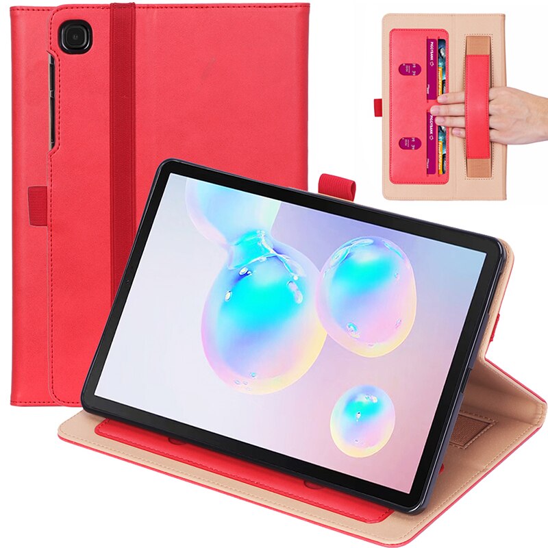 เคส Samsung Galaxy Tab S6 Lite 10.4 SM-P610 P615 P617 #เคสฝาพับหนัง PU มีที่สวมนิ้ว Card Holder Stand PU Leather Smart Case