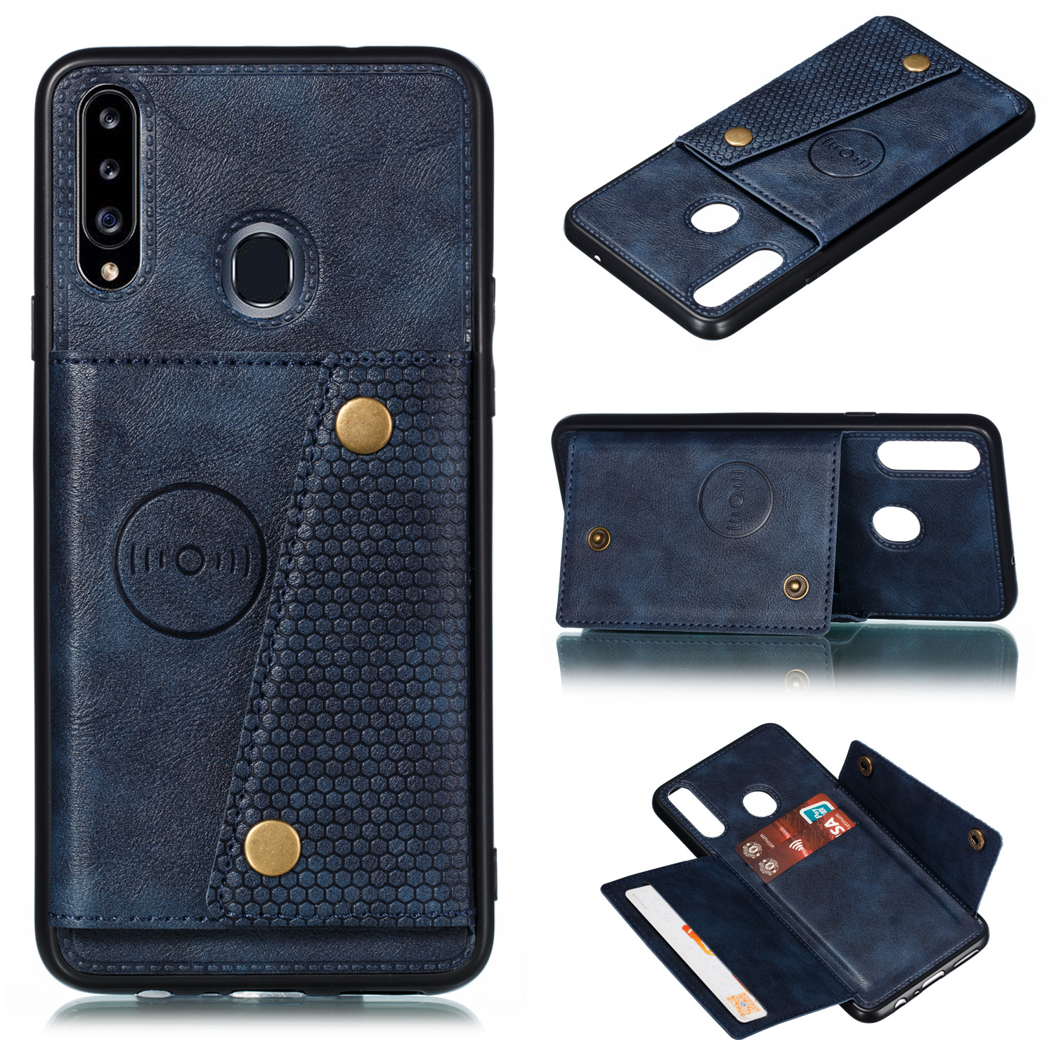 Case Samsung Galaxy A20s #เคสฝาหลัง TPU เคลือบหนัง PU มีที่เก็บบัตร PU Leather Coated TPU Card Holder Magnetic Kickstand