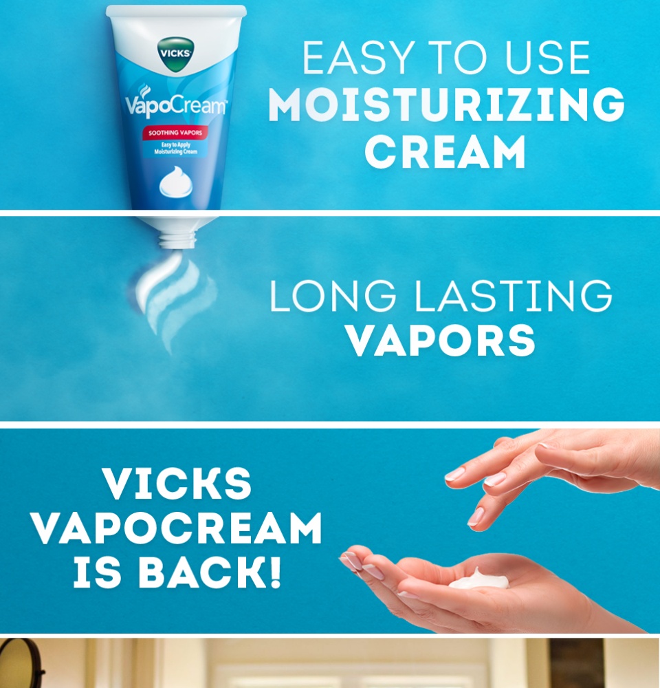 Vicks® VapoCream Soothing Vapors Clean Feel Non-Greasy Moisturizing Cream 85g วิคส์ วาโปครีม ครีมบำรุงและให้ความชุ่มชื้น ลดอาการไอ คัดจมูก ใช้ได้ทั้งเด็กและผู้ใหญ่