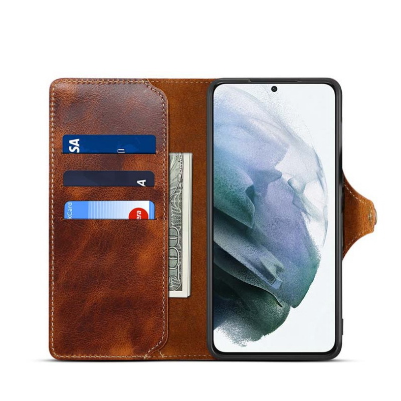 Case Samsung Galaxy S23 Ultra 5G#เคสฝาพับหนังแท้พร้อมสายคล้อง Genuine Wallet Leather Phone Cover with Lanyard