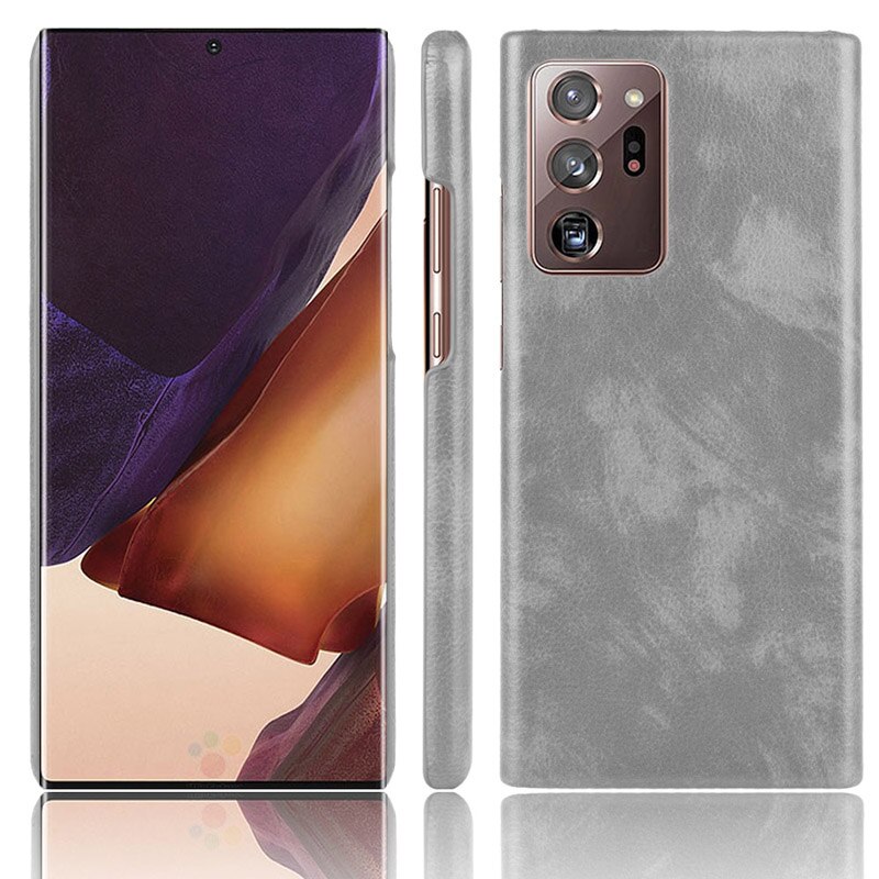 Case Samsung Galaxy Note 20 Ultra / Note 20 Ultra 5G #เคสฝาหลังพลาสติกแข็งเคลือบหนัง PU ลายผิวลิ้นจี่ Litchi Skin Leather Coated
