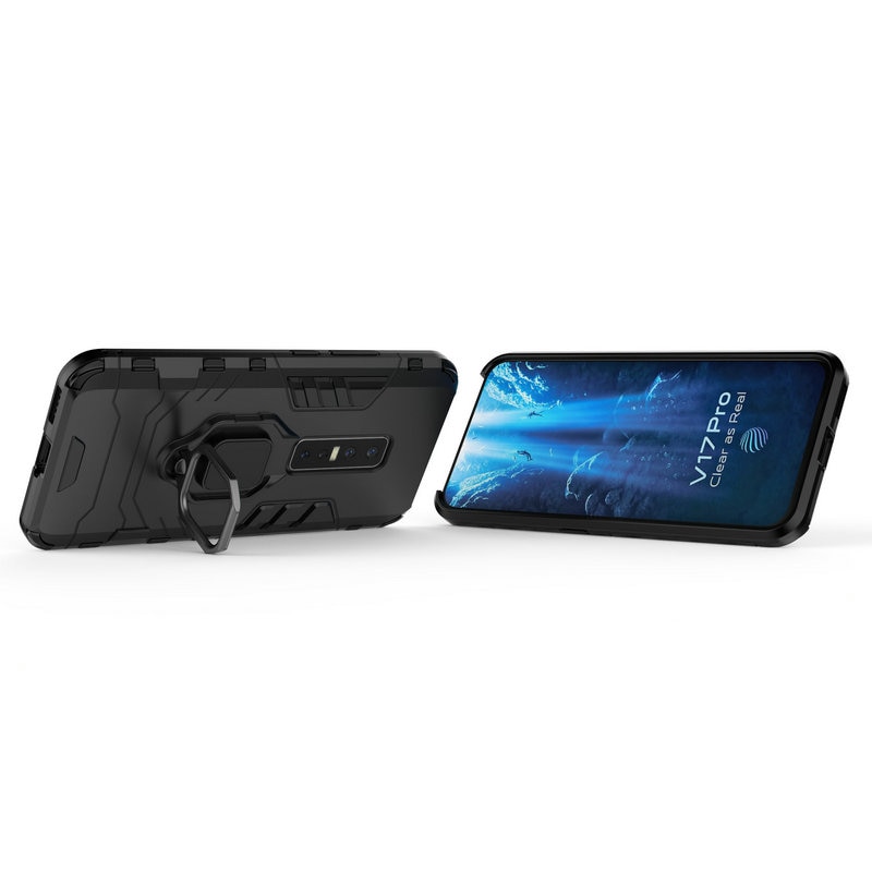 Case Vivo V17 Pro #เคสฝาหลังพลาสติกแข็ง +TPU Hybrid Case มีแหวนสวมนิ้วโลหะ