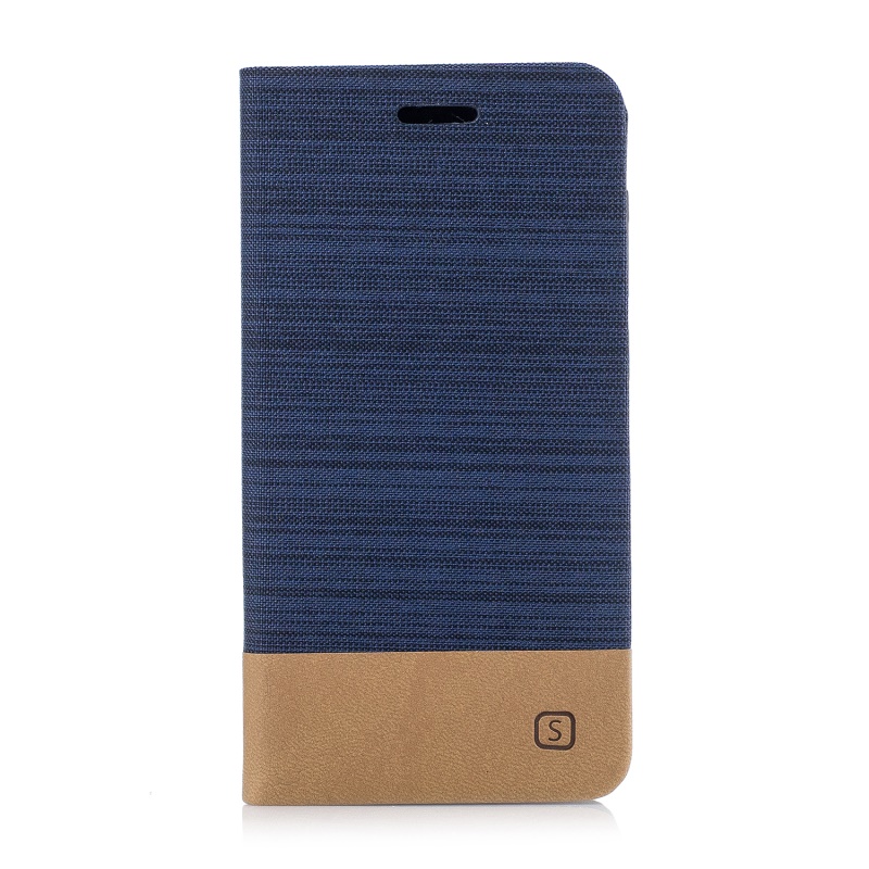 เคส Xiaomi Redmi 4X #เคสฝาพับหนังPU ลายเนื้อผ้าออกแบบเป็นสีทูโทน