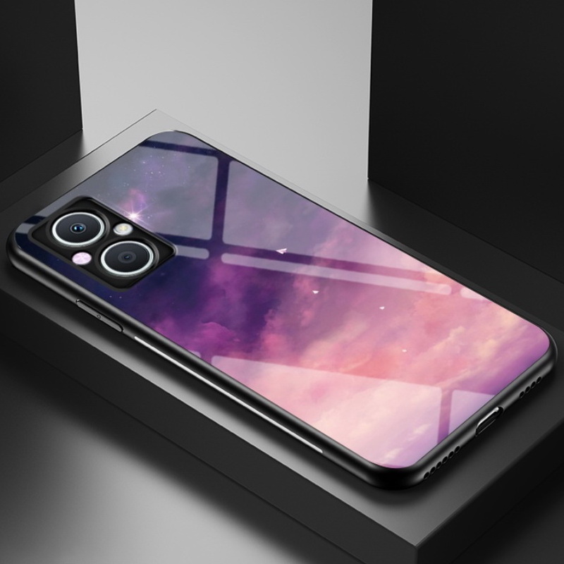 เคส OPPO Reno 7z 5G #เคสฝาหลัง Gradient Color Glass + PC + TPU Hybrid Case
