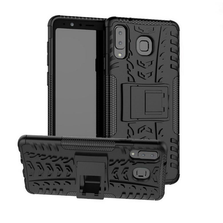 Case Samsung Galaxy A8 Star #เคสฝาหลังกันลื่น Cool Tyre Pattern Kickstand (PC + TPU)