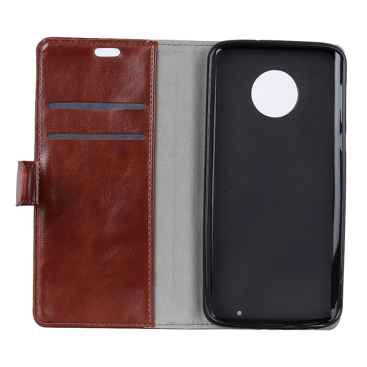 เคส Moto G6 Plus #เคสฝาพับหนัง PU ผิวหนังม้า Crazy Horse Grain Leather
