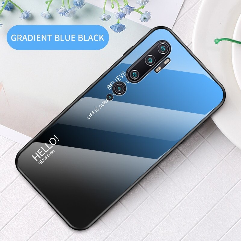 Case Xiaomi Mi Note 10 Pro #เคสฝาหลัง Gradient Color Glass + PC + TPU Hybrid Case