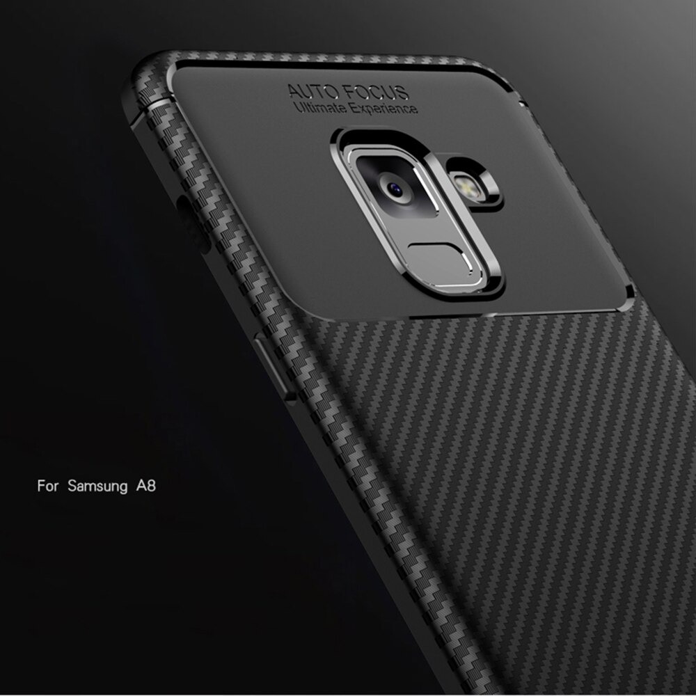 เคส Samsung Galaxy A8+ 2018 #เคสฝาหลังนิ่ม Carbon Fiber Anti-drop TPU Protection
