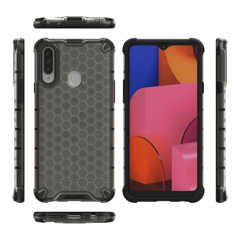 Case Samsung Galaxy A20s #เคสฝาหลังกันกระแทก Honeycomb Shock Absorber TPU + PC + Silicone Hybrid