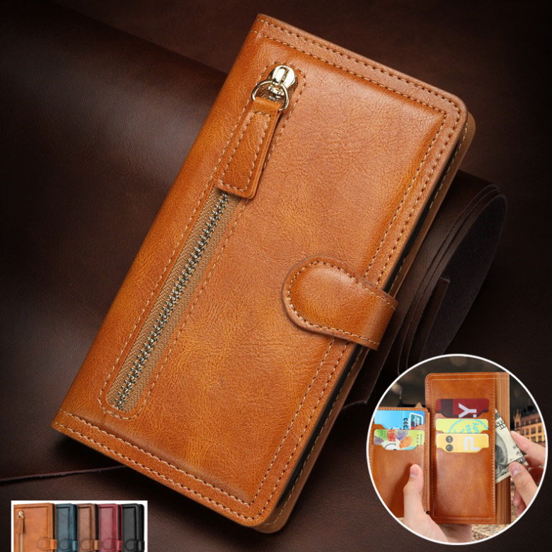 เคส Samsung Galaxy A51#เคสฝาพับแบบกระเป๋าสตางค์ช่องใส่บัตรหลายช่อง Multi-slot Wallet Zippered Leather