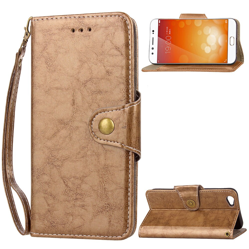 เคส Vivo X9 Plus #เคสฝาพับสไตล์กระเป๋าสตางค์ Business Style Vintage Leather Wallet