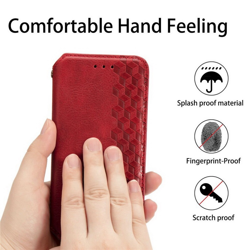 เคส Samsung Galaxy S21 Ultra #เคสฝาพับแบบกระเป๋าสตางค์ Magnetic Flip Wallet Bracket Leather Lattice TPU Phone Case