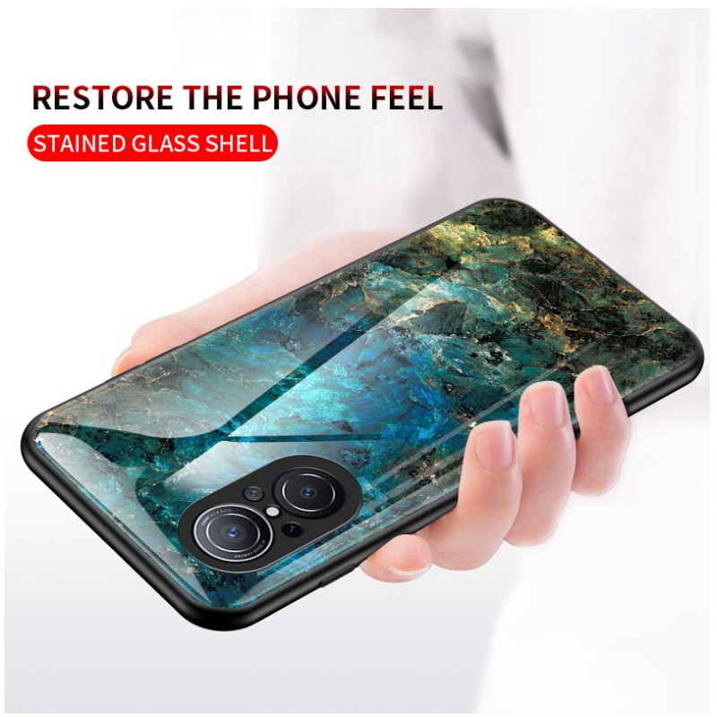 Case Huawei Nova 9 SE #เคสฝาหลัง Gradient Color ลายหินอ่อน Glass + PC + TPU Hybrid Case