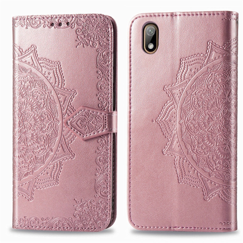 Case Huawei Y5 2019 #เคสฝาพับหนัง PU ผิวลายนูน Embossed Mandala Flower Leather Wallet
