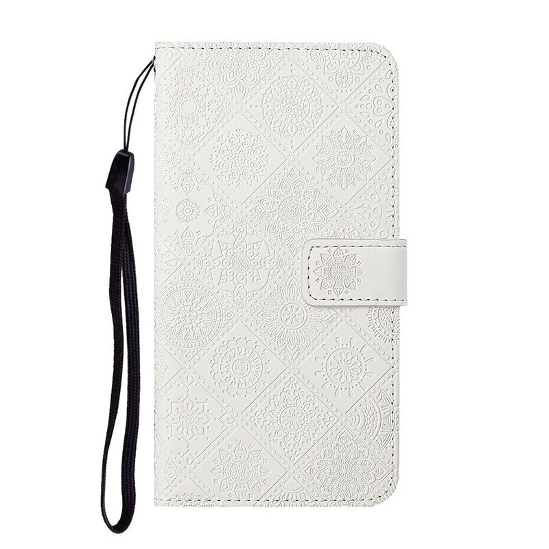 เคส Samsung Galaxy A13 5G #เคสฝาพับหนัง PU ลายดอกไม้พร้อมสายคล้องมือ Imprinted Flower Wallet Leather Magnet Clasp Case with Strap