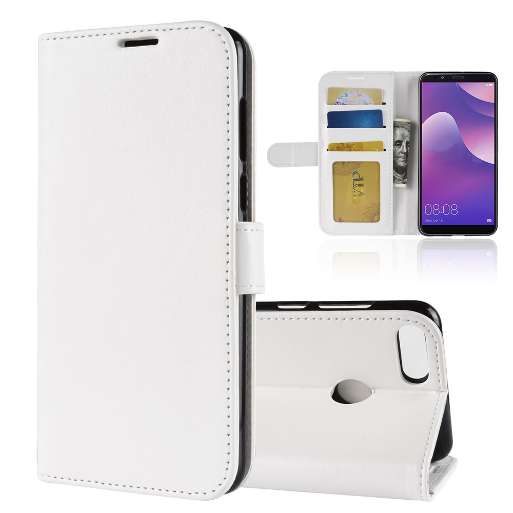 เคส Huawei Y9 (2018) #เคสฝาพับหนัง PU ผิวหนังม้าสไตล์กระเป๋าสตางค์เคสคุณภาพดีราคาถูก