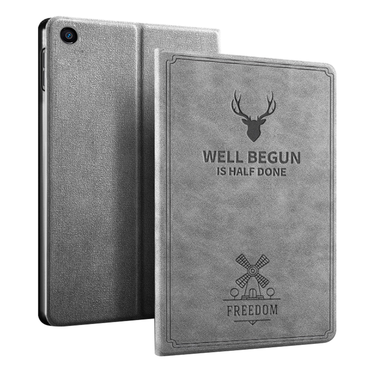 Case Huawei MediaPad M5 lite 8 #เคสฝาพับหนัง PU แบบสมาร์ท Imprint Deer and Quote Flip
