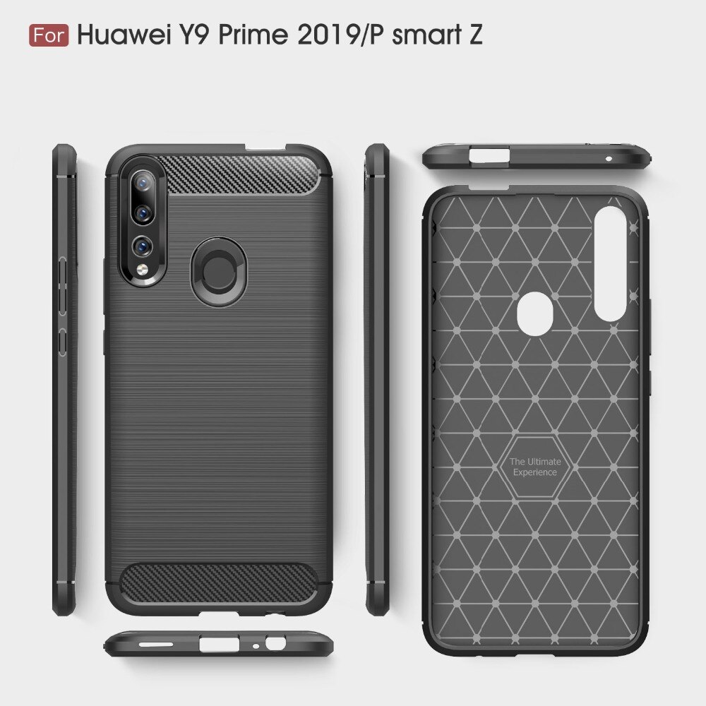 เคส Huawei Y9 Prime 2019 #เคสคาร์บอนไฟเบอร์ ผิวขัดแปรง Brushered TPU Back Case