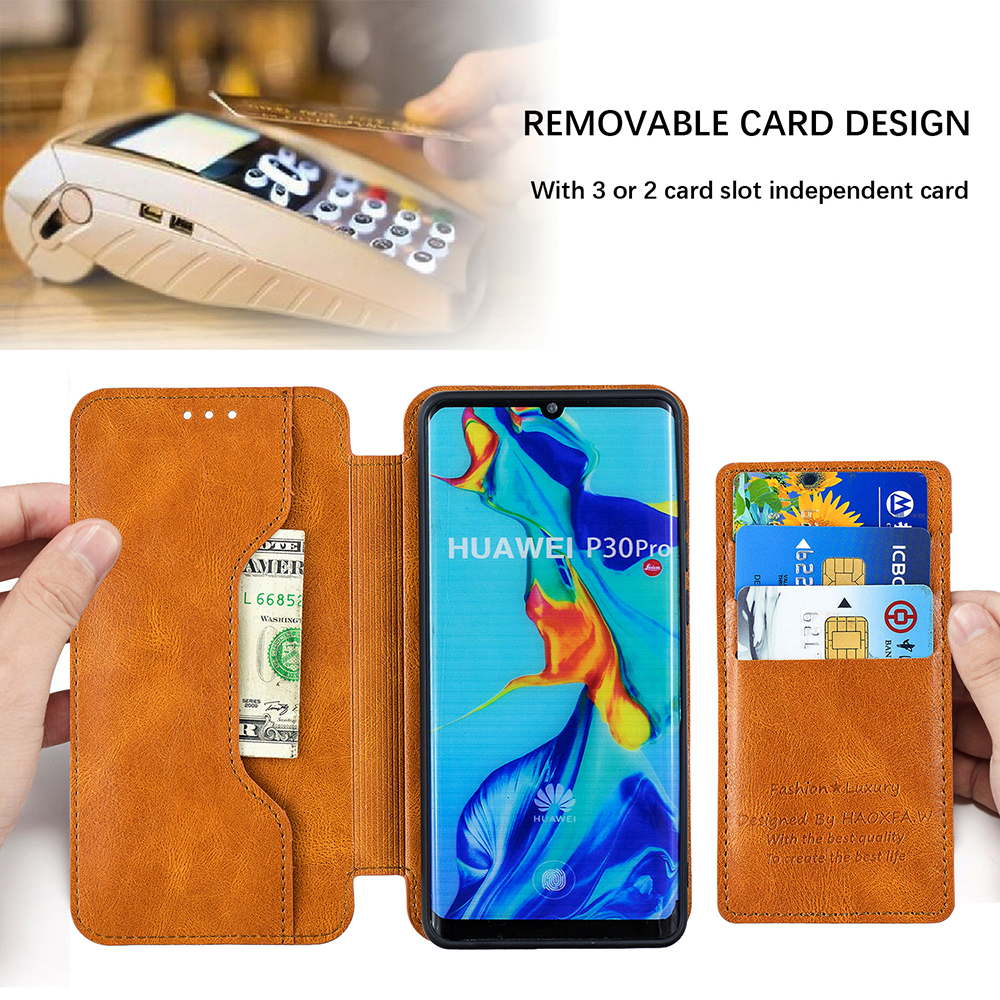 Case Huawei P30 Pro #เคสฝาพับแบบกระเป๋าสตางค์หนัง PU มีที่เก็บบัตรถอดออกได้