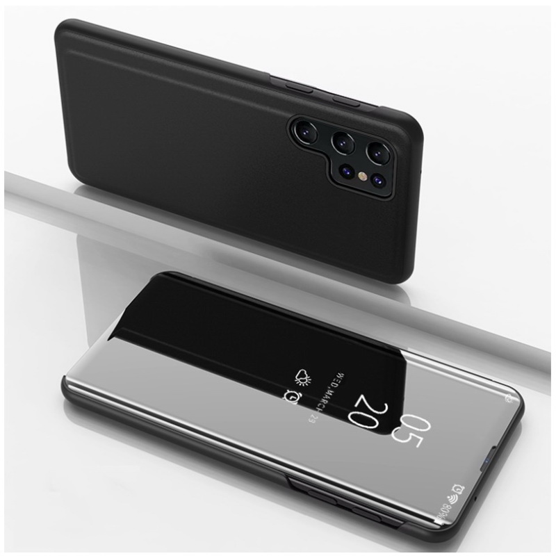 Case Samsung Galaxy S23 Ultra 5G #เคสฝาพับปกโปร่งแสงผิวเงา Electroplating Mirror Surface Window View