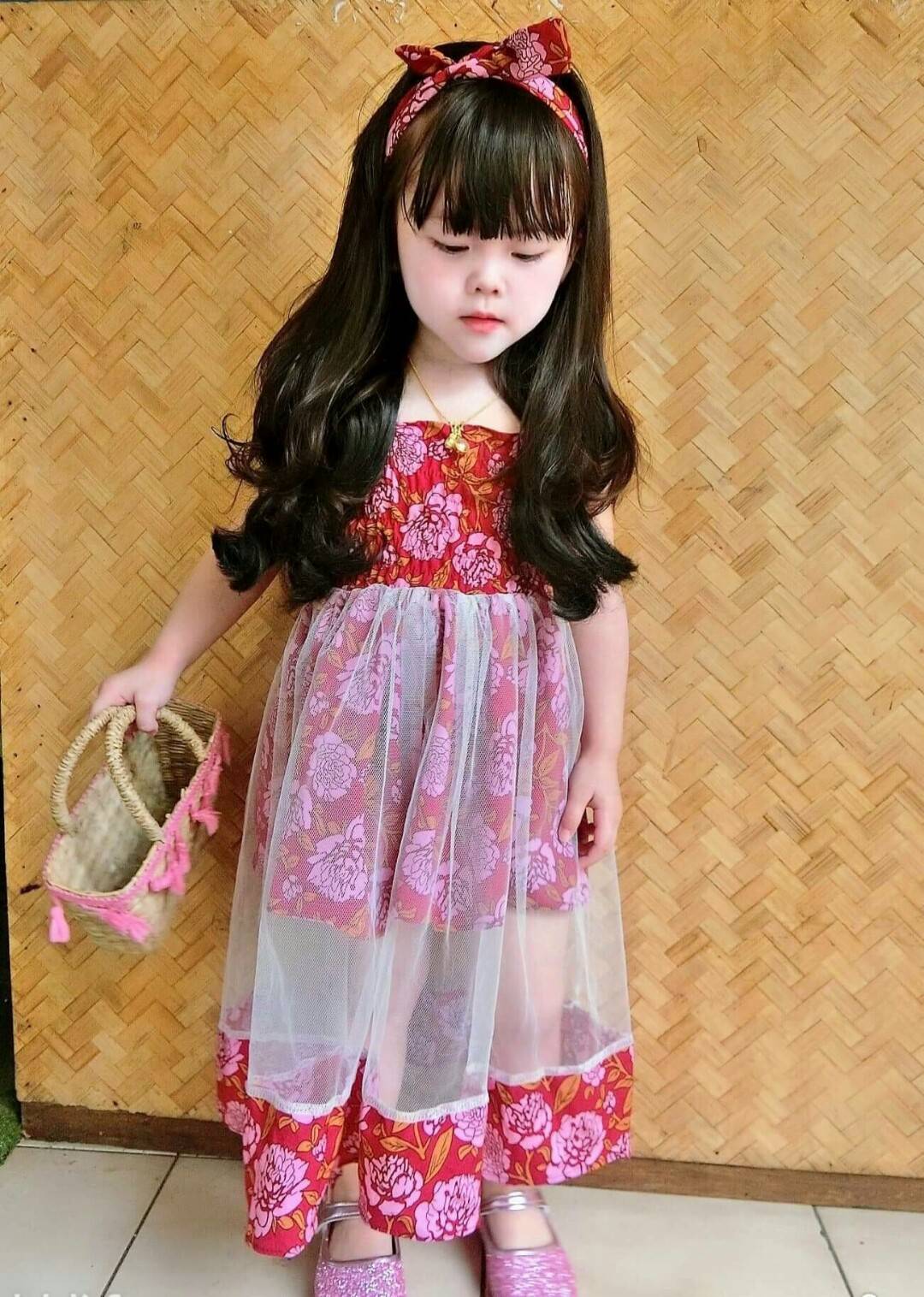 เดรสเด็กโทนแดงฟรุ้งฟริ้ง