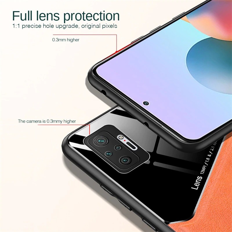 เคส OPPO Reno 6Z 5G #เคสฝาหลังไฮบริด PU +TPU + glass สีทูโทน Shockproof Leather Mirror Glass Silicone Phone Back Cover