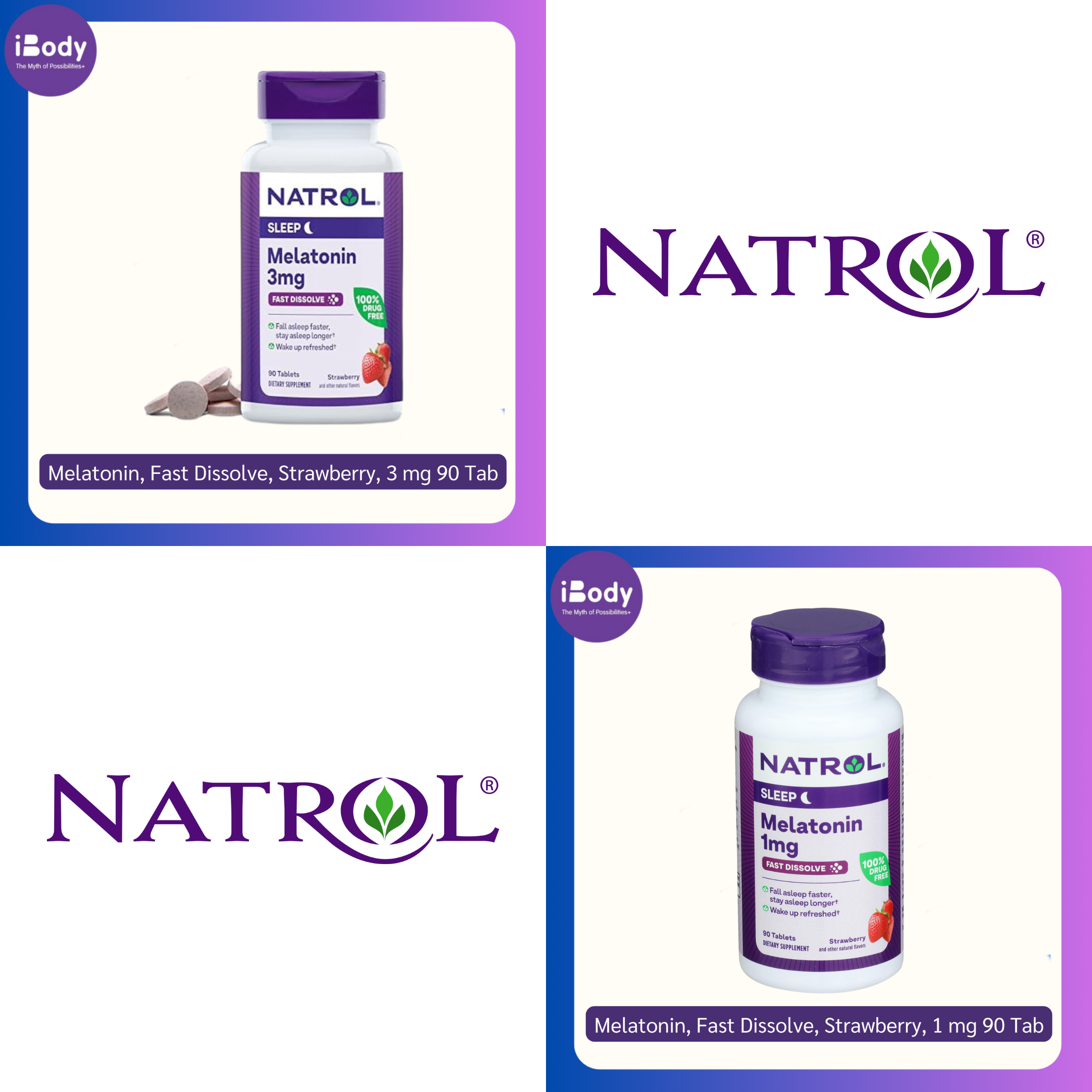 Natrol® Melatonin, Fast Dissolve, Strawberryเมลาโทนิน แบบเม็ดอม รสสตรอเบอร์รี่ หลับเร็ว หลับลึก หลับสบาย