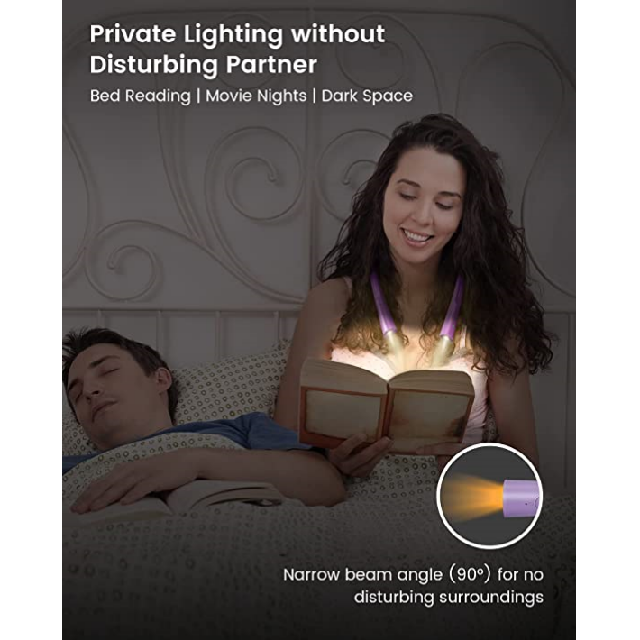 Glocusent® Upgraded LED Neck Reading Light ไฟอ่านหนังสือ ไฟฉายแบบคล้องคอ แบบชาร์จได้ ไฟLEDปรับความสว่างได้
