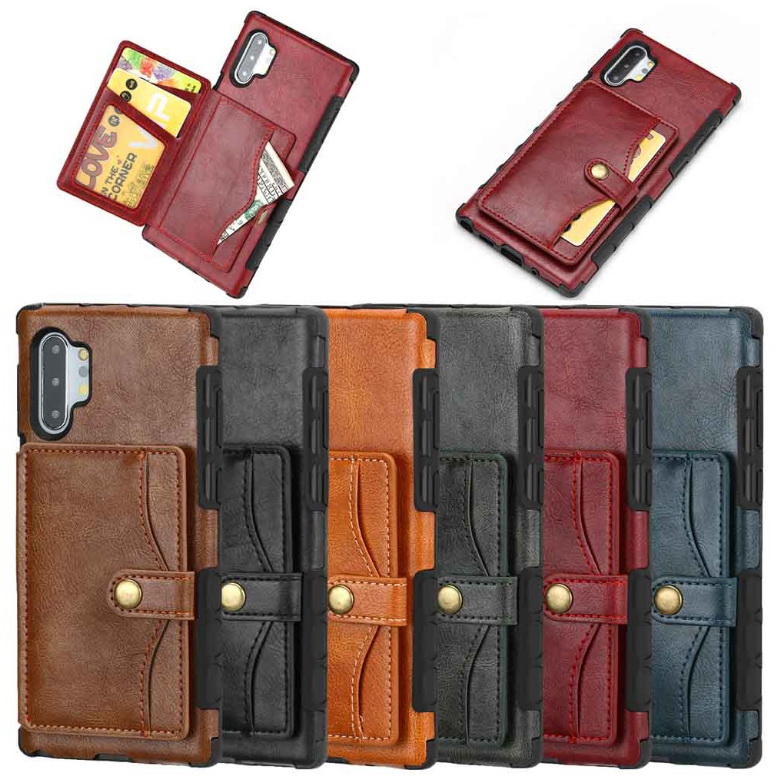 Case Samsung Galaxy Note 10+ #เคสแบบฝาหลัง TPU เคลือบหนัง PU มีที่เก็บบัตร PU Leather Coated TPU Card Holder