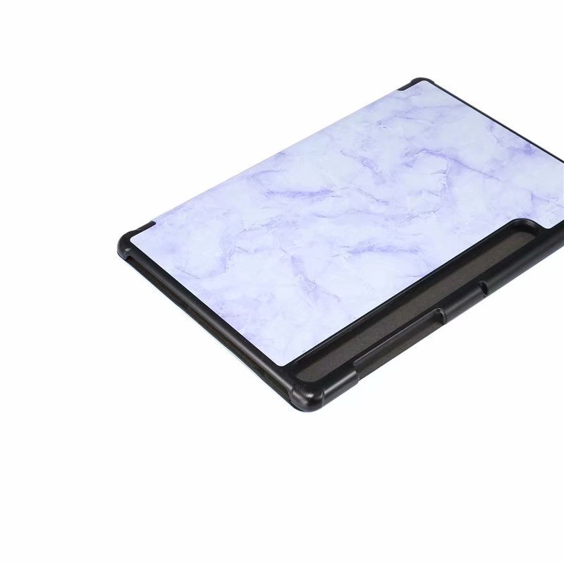 เคส Samsung Galaxy Tab S7 11นิ้ว T870 T875#เคสฝาพับปกสามพับลายเนื้อหินอ่อน Marble Texture Tri-fold PU Leather + PC Stand Tablet Shell