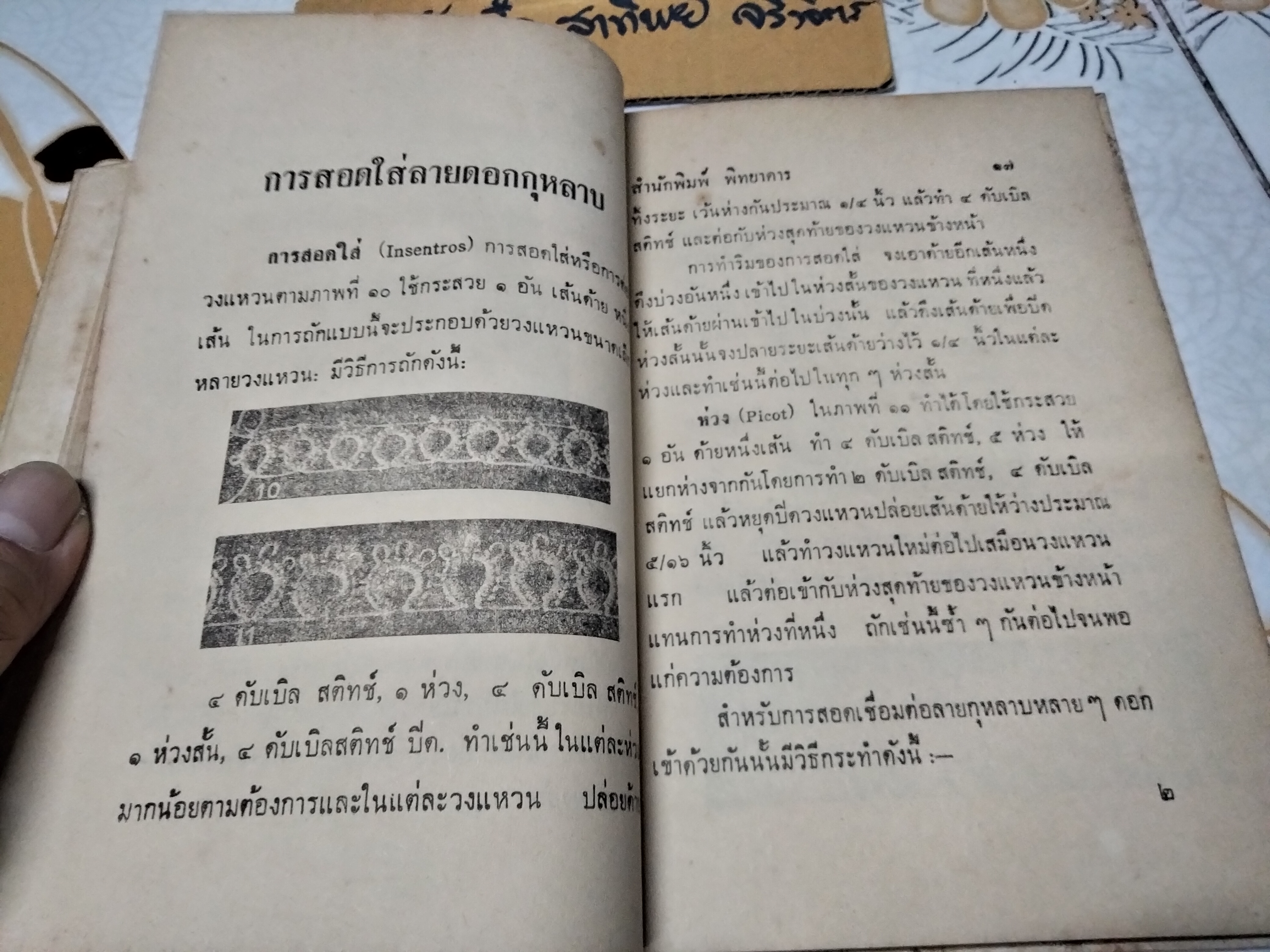 คู่มือลายปัก นิตติ้ง แท๊ท โดย มานี ระวีวรรณ จัดพิมพ์โดย สนพ. พิทยาคาร พ.ศ.2511 **สินค้าหมด**