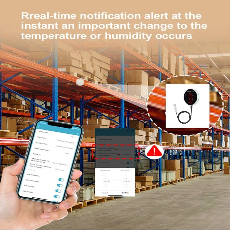 ตัววัดอุณหภูมิ Outdoor Temperature Humidity Meter with LCD Display Alarm 3M