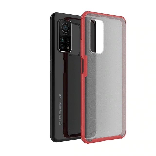 Case Xiaomi Mi 10T #เคสฝาหลังโปร่งแสงสีขุ่นขอบทึบ +TPU Hybrid Case
