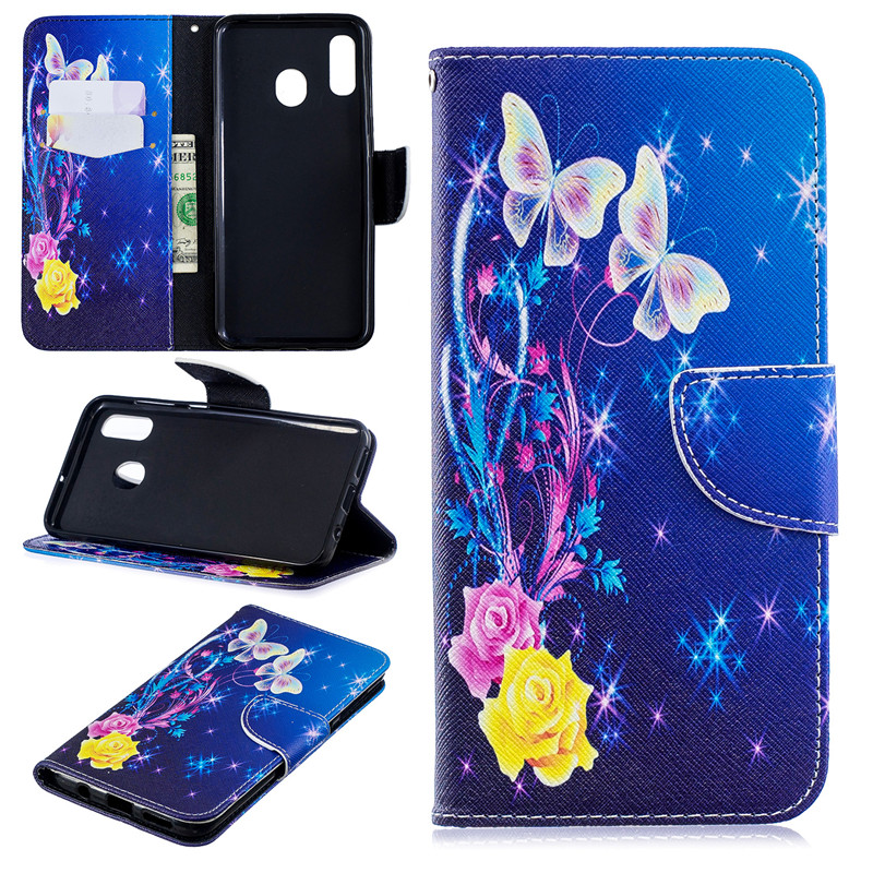 เคส Samsung Galaxy A30/A20 #เคสฝาพับสไตล์กระเป๋าสตางค์พิมพ์ลายสวยๆ Pattern Printing Magnetic Leather