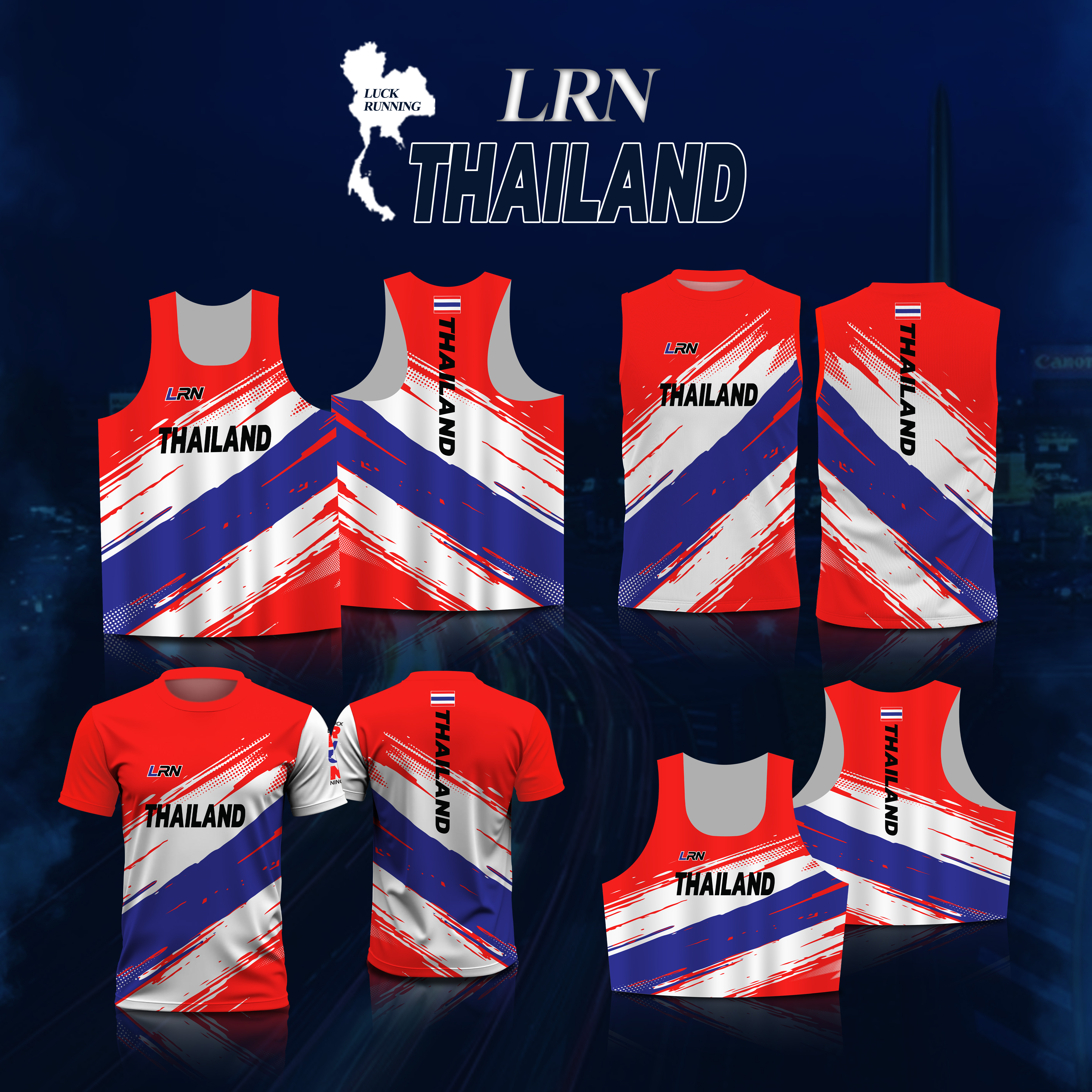 เสื้อวิ่งพิมพ์ลาย LRN เนื้อผ้า Super Air Flow (SF10)