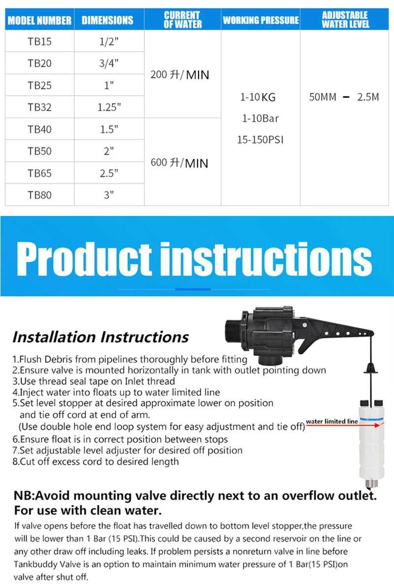 Float Valve Valve Controller ลูกลอยตัดน้ำ 2" (TB50 2inch)