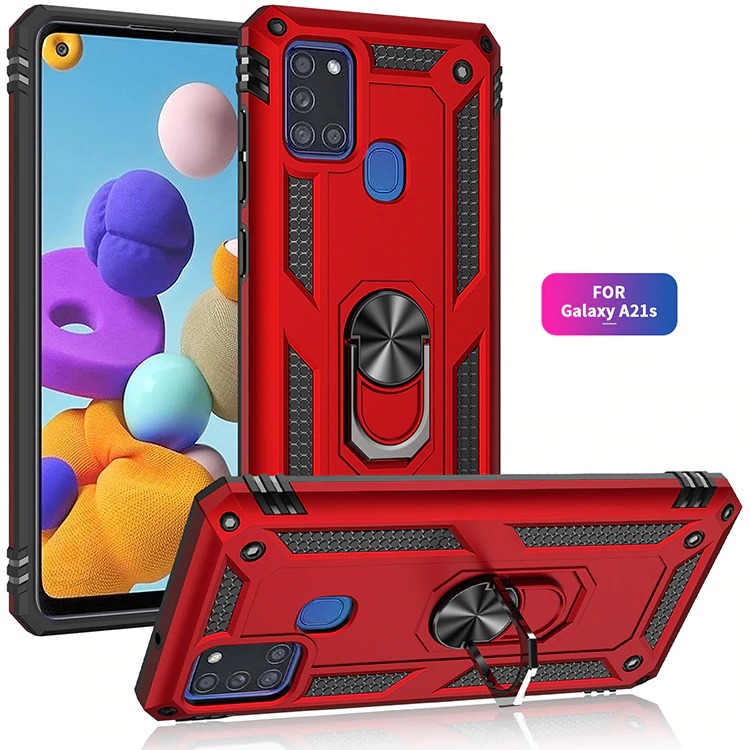 เคส Samsung Galaxy A21s #เคสฝาหลัง Hybrid TPU+PC มีแหวนสวมนิ้ว