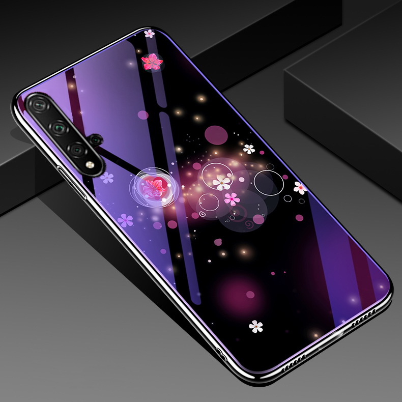 เคส Huawei nova 5T #เคสฝาหลังไฮบริดขอบเงา Electroplated TPU Soft Frame + Blue-ray Tempered Glass + PC