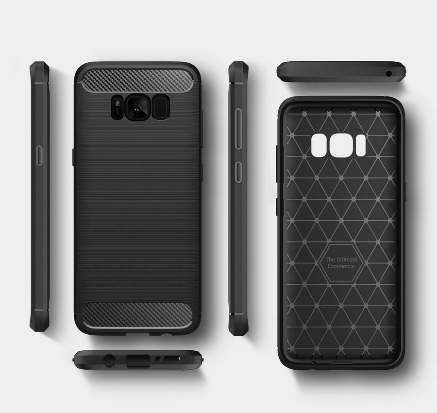 Case Samsung S8 #เคสฝาหลังTPU คาร์บอนไฟเบอร์ Brushed สีน้ำเงิน #พร้อมส่ง