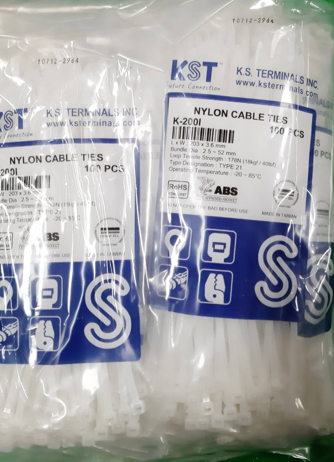 เคเบิ้ลไทร์KST 8 นิ้วสีขาว 200mm x 3.6mm
