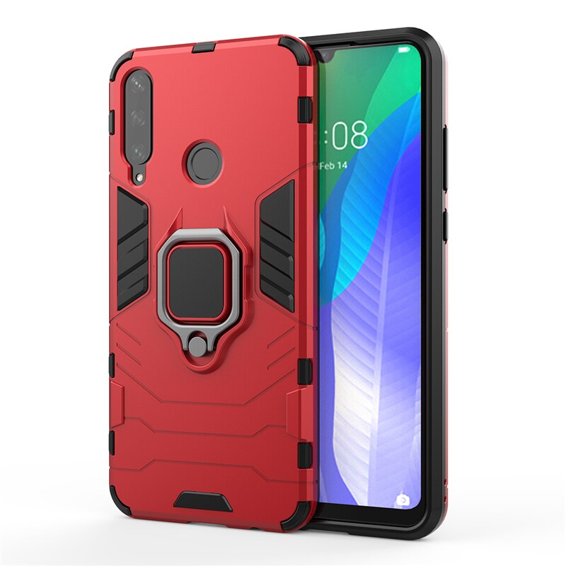 Case Huawei Y6p #เคสฝาหลังพลาสติกแข็ง +TPU Hybrid Case มีแหวนสวมนิ้วโลหะ