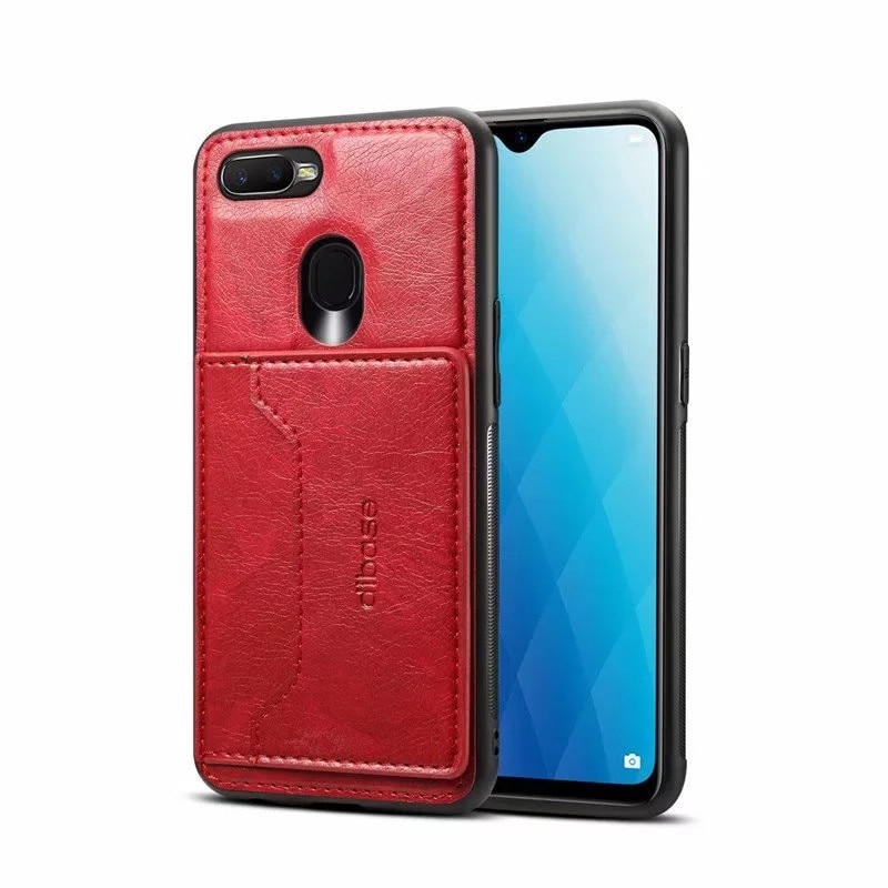 Case Oppo A7 / AX7 / AX5S / A5S #เคสฝาหลัง TPU เคลือบหนัง PU Crazy Horse Leather Coated PC + TPU Hybrid
