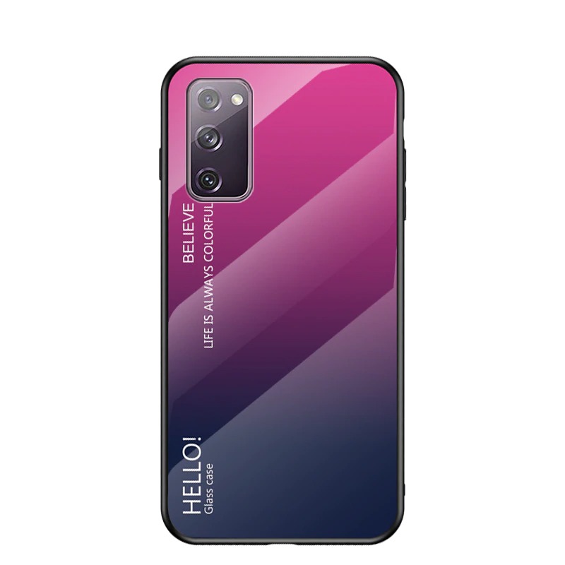 เคส Samsung Galaxy M51 #เคสฝาหลัง Gradient Color Glass + PC + TPU Hybrid Case