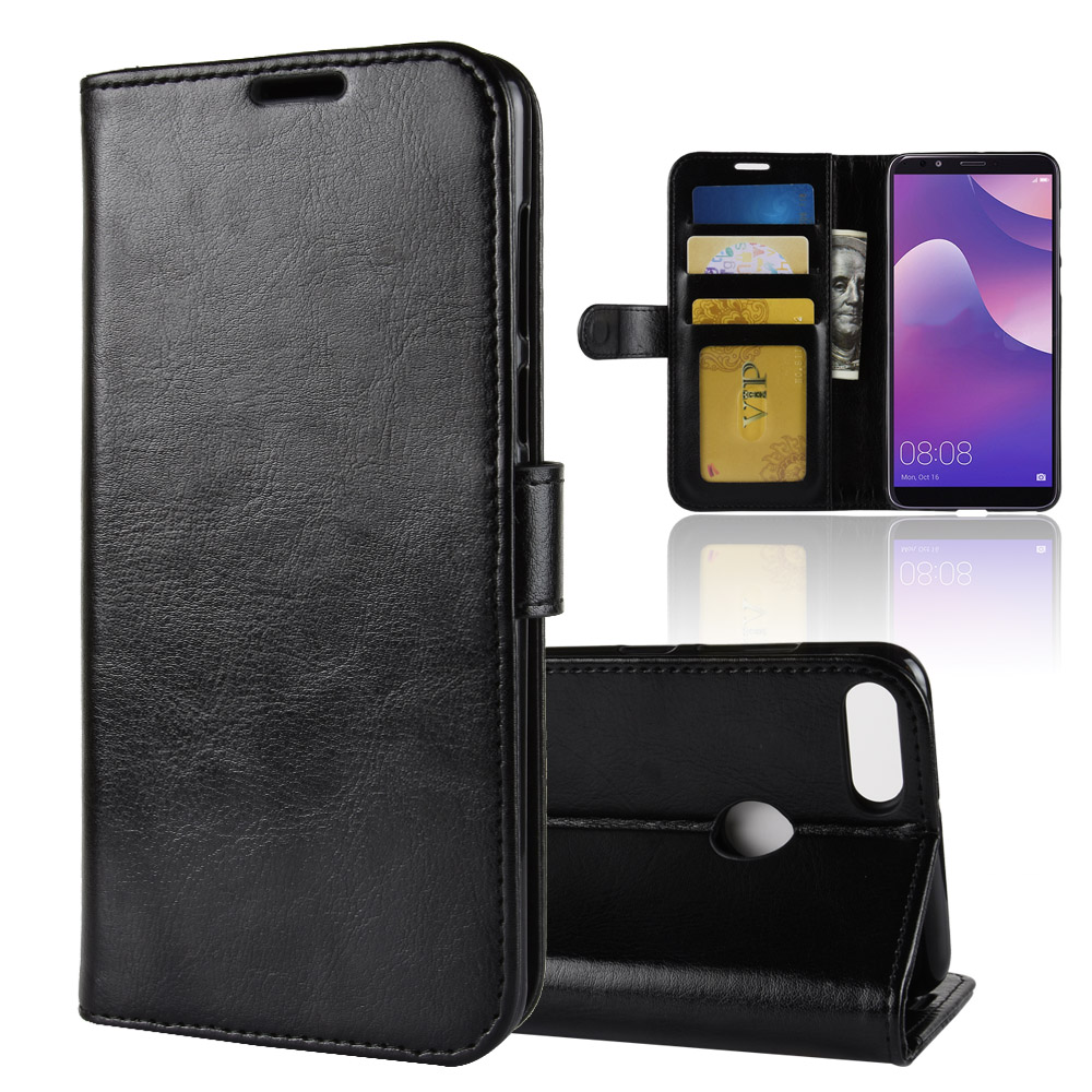 เคส Huawei Y9 (2018) #เคสฝาพับหนัง PU ผิวหนังม้าสไตล์กระเป๋าสตางค์เคสคุณภาพดีราคาถูก