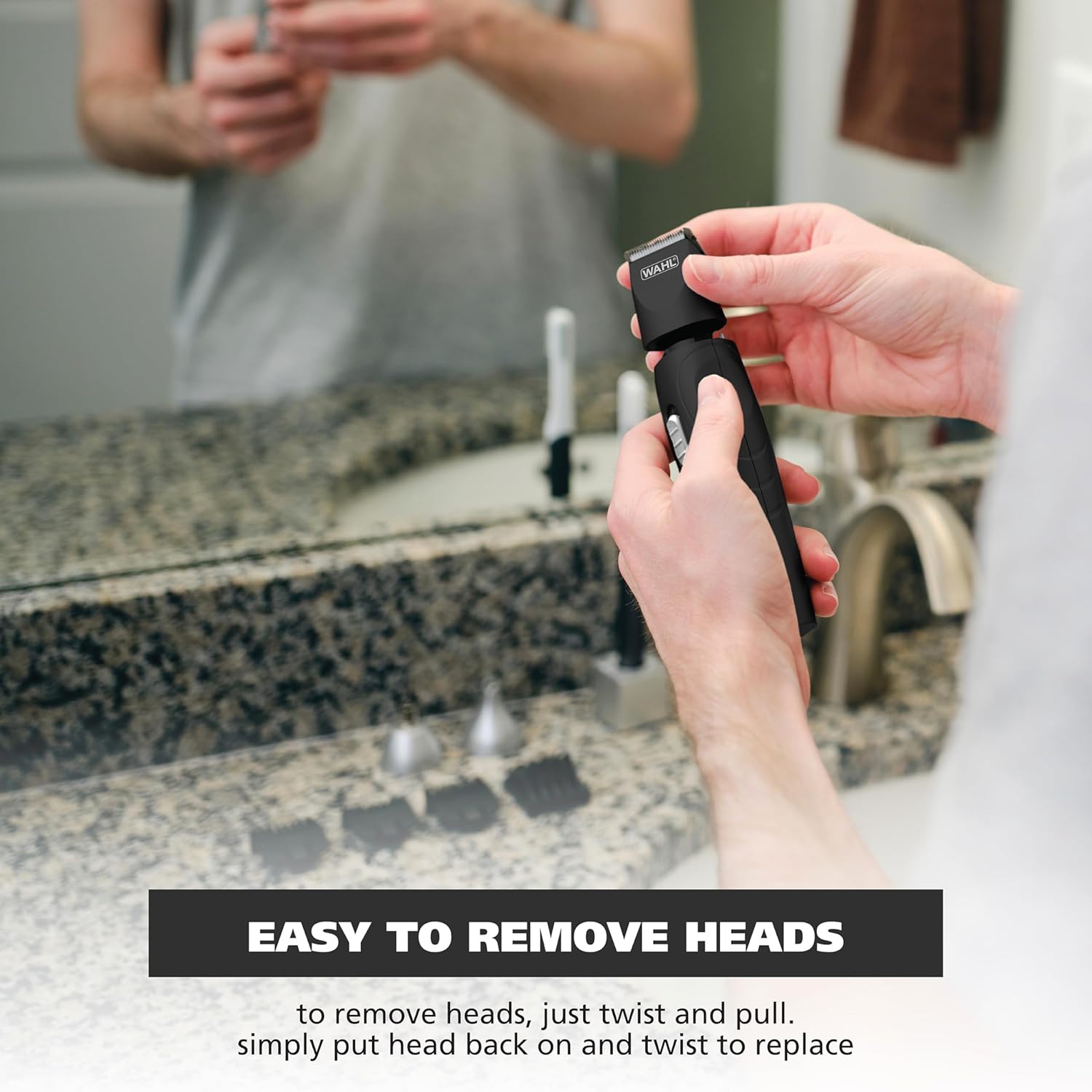 Wahl® All-In-One Rechargeable Trimmer/Grooming Kit Model 9685-200 เครื่องโกนหนวด กันจอน แบบชาร์จได้ ตัดขนบนใบหน้า