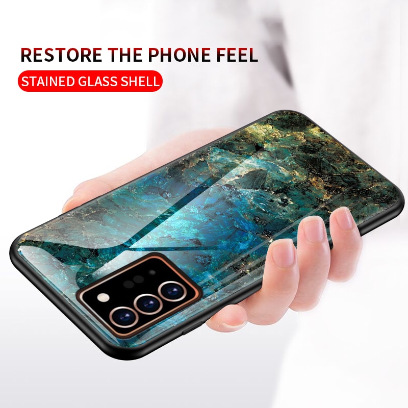 Case Samsung Galaxy Note 20 Ultra / Note 20 Ultra 5G #เคสฝาหลัง Gradient Color ลายหินอ่อน Glass + PC + TPU Hybrid Case