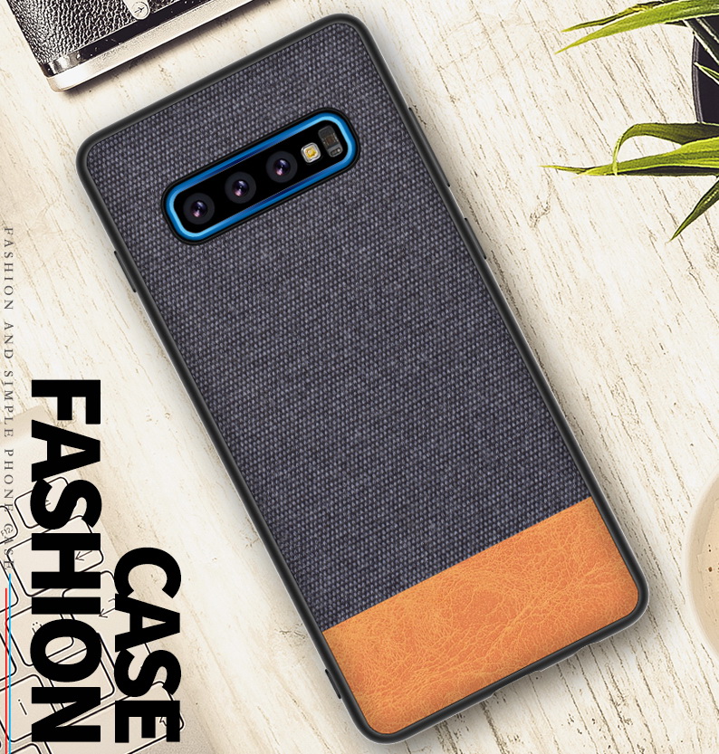 Case Samsung Galaxy S10+ #เคสฝาหลังรูปแบบ Cloth Texture PU Leather + TPU