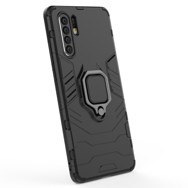 Case Huawei P30 Pro #เคสฝาหลังพลาสติกแข็ง +TPU Hybrid Case มีแหวนสวมนิ้วโลหะ